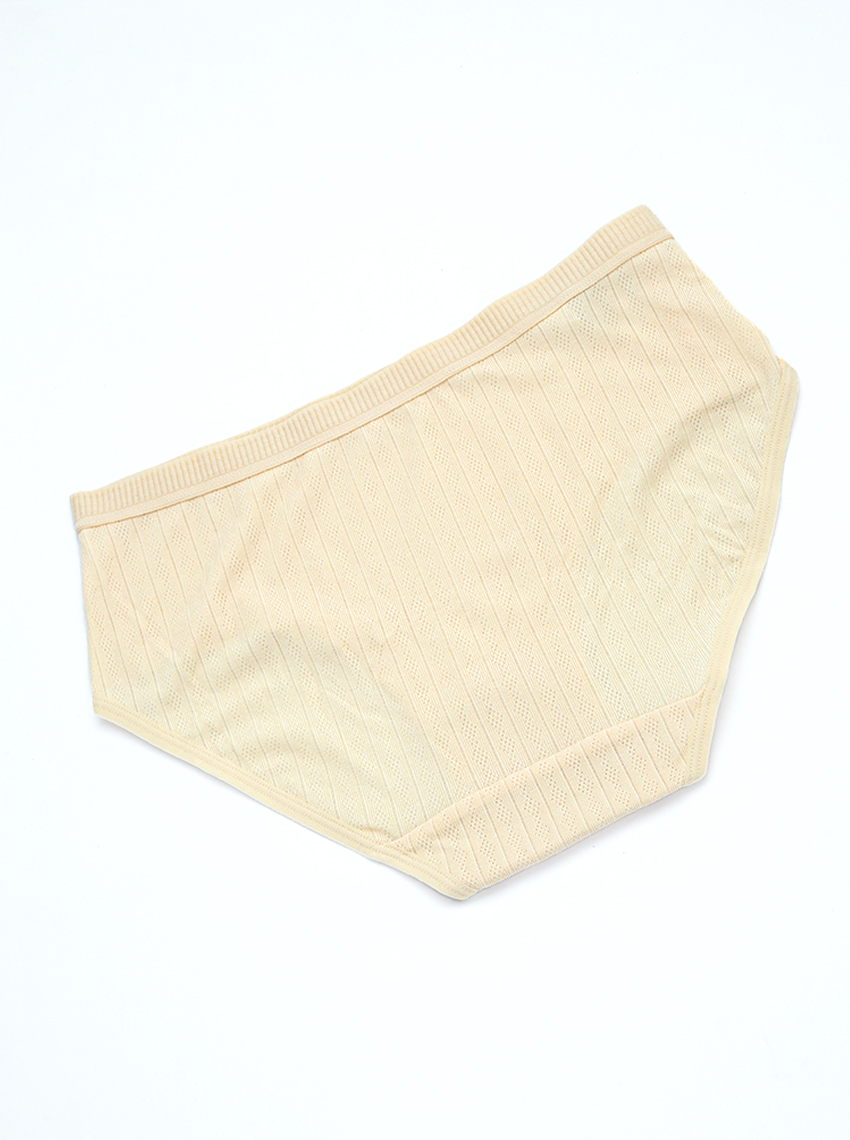 Thumbnail for Women’s Ribbed High Waist Cotton Brief – Nude (HUZB4006CL)