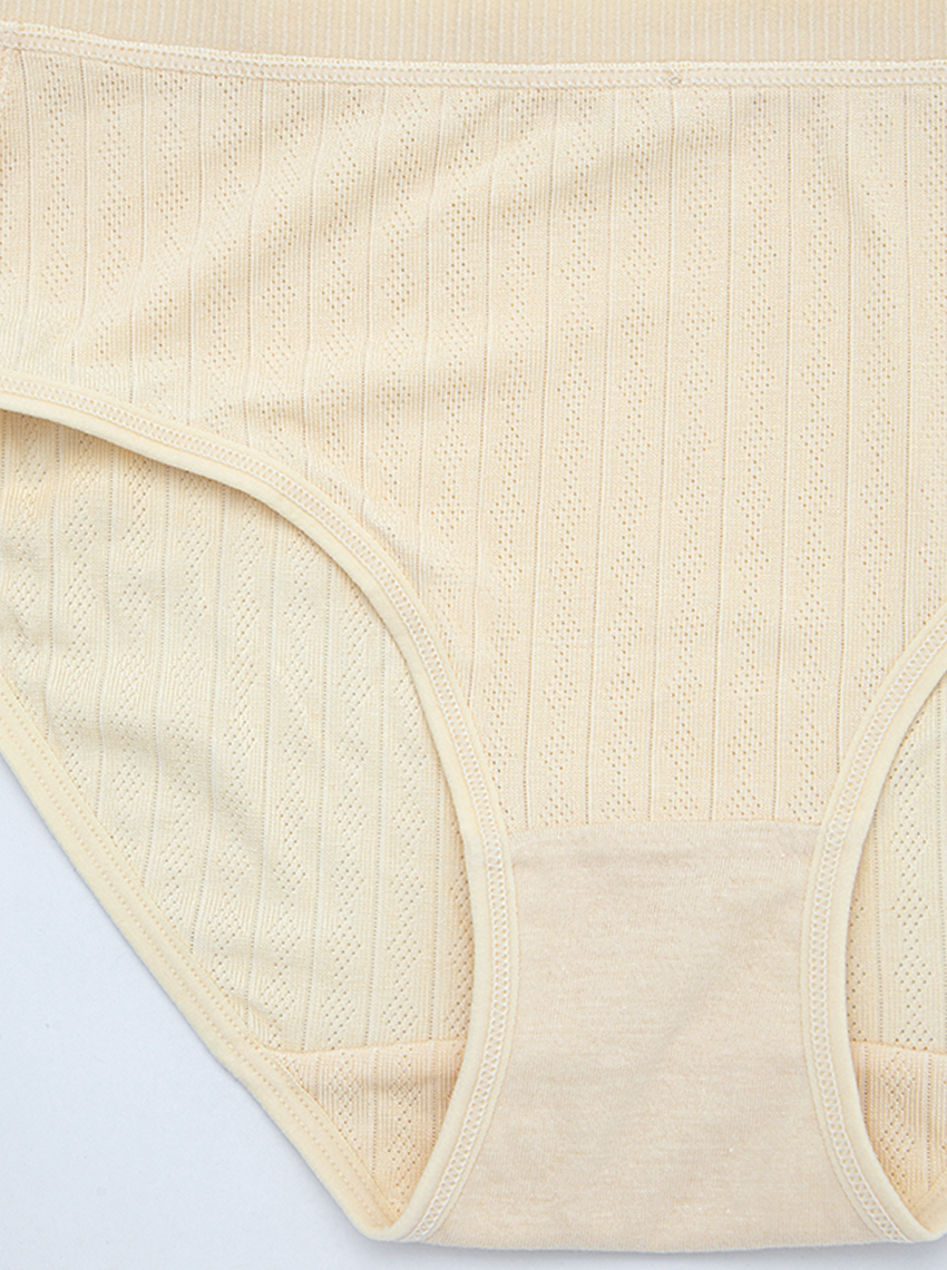 Thumbnail for Women’s Ribbed High Waist Cotton Brief – Nude (HUZB4006CL)