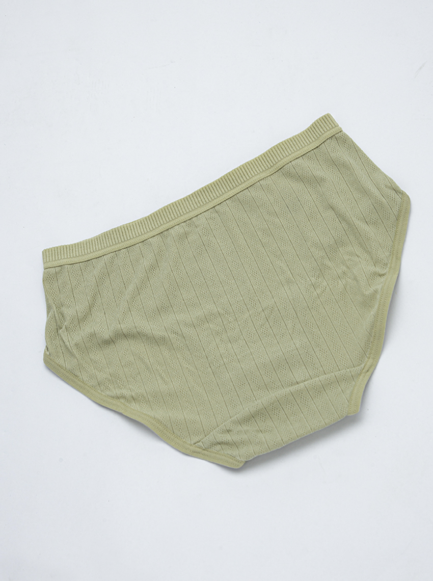 Thumbnail for Women’s Ribbed High Waist Cotton Brief – Olive Green (HUZB4006GL)
