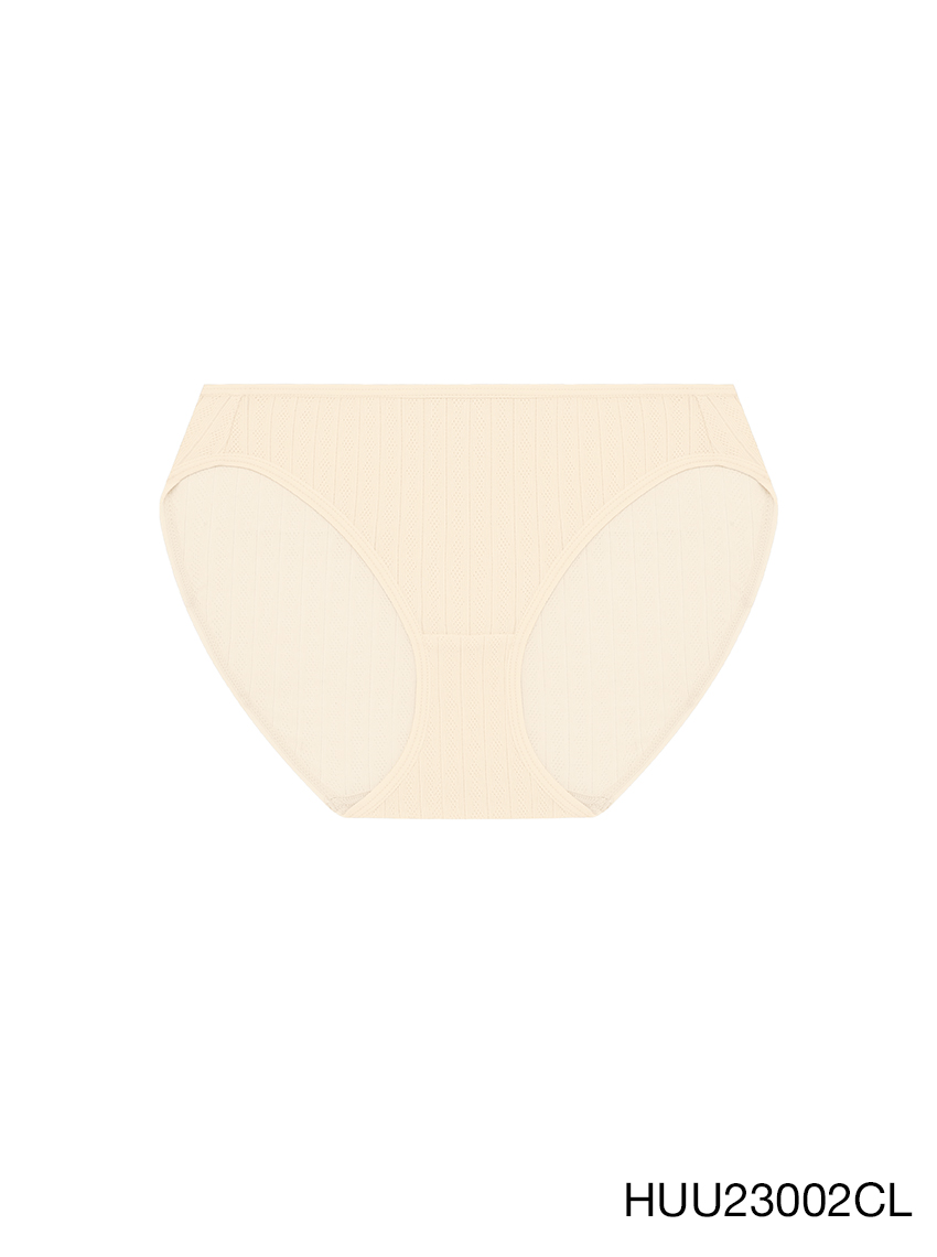 Seamless Ribbed Mid-Rise Brief – Soft Beige | HUU23002CL